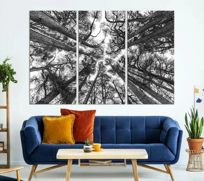 Bottom View of Tree Forest and Sky Contemporary Canvas Wall Art Giclee Print