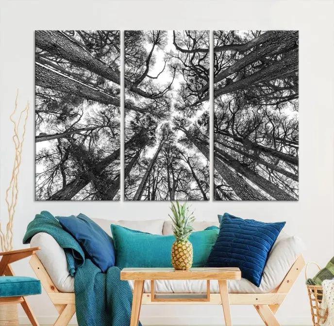 Bottom View of Tree Forest and Sky Contemporary Canvas Wall Art Giclee Print