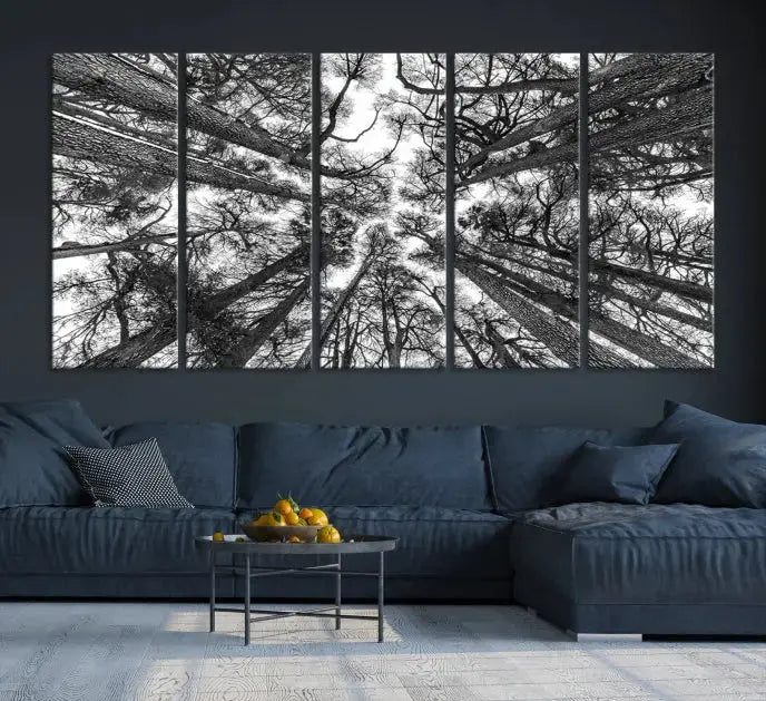 Bottom View of Tree Forest and Sky Contemporary Canvas Wall Art Giclee Print