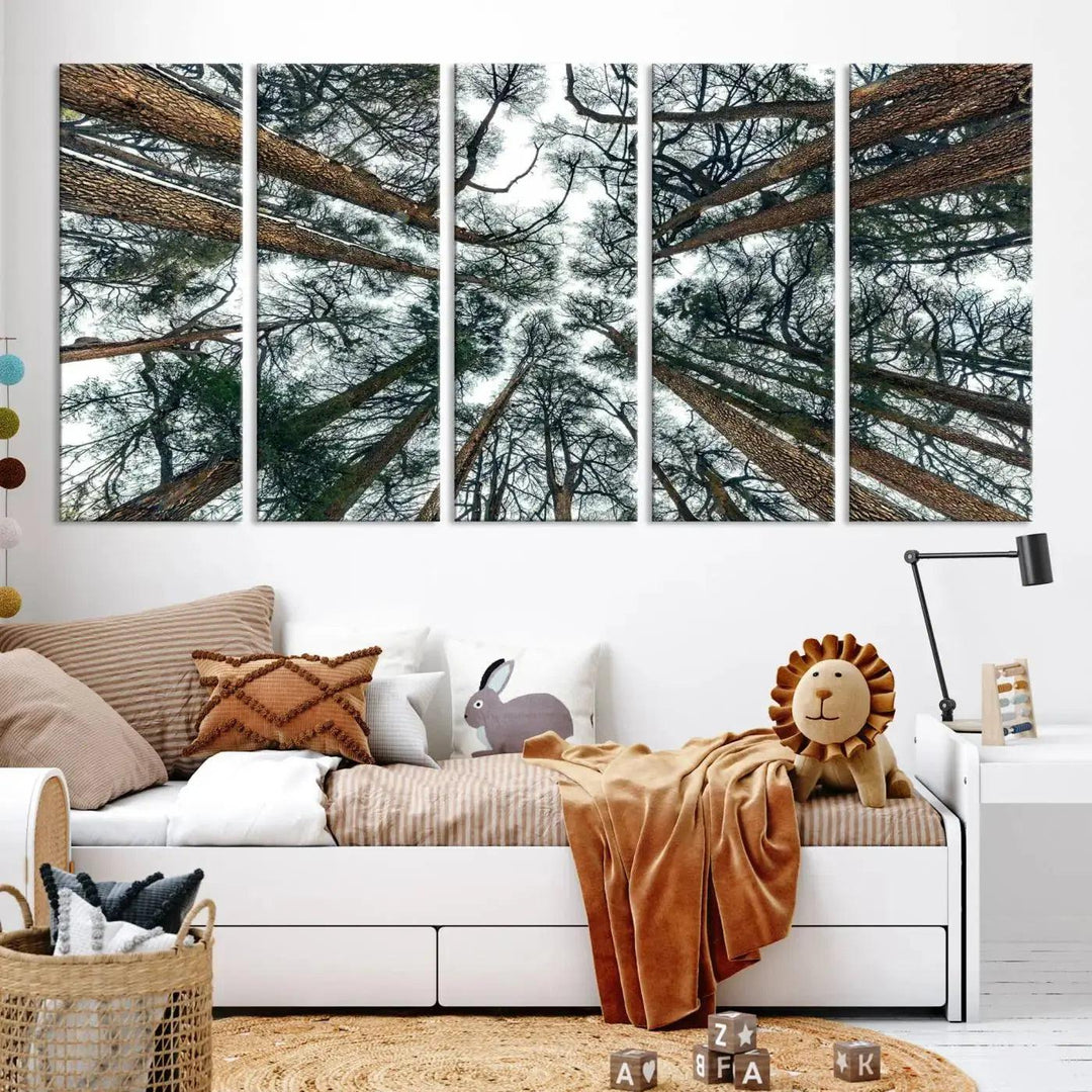 Bottom View of Trees Forest Landscape Large Wall Art Canvas Print