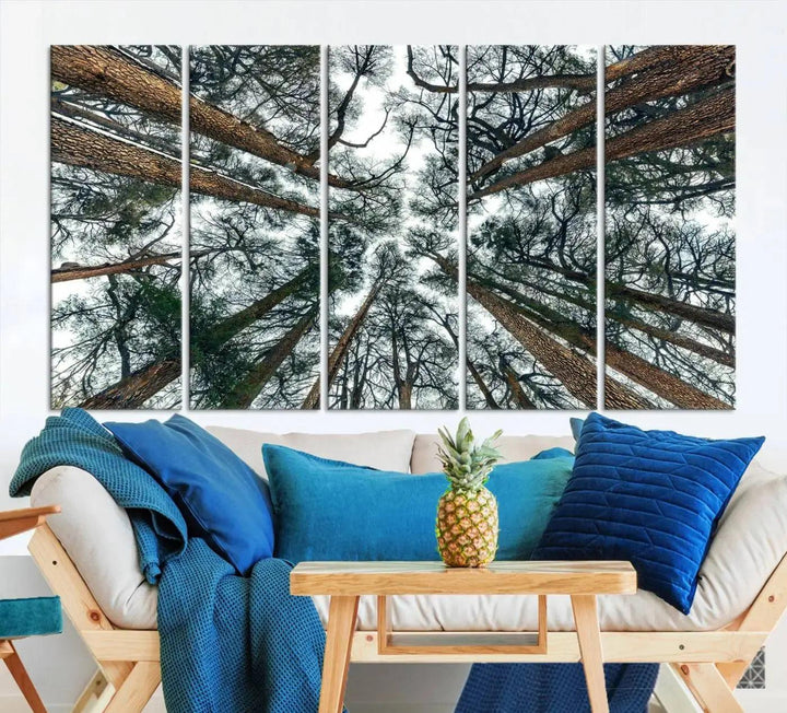 Bottom View of Trees Forest Landscape Large Wall Art Canvas Print