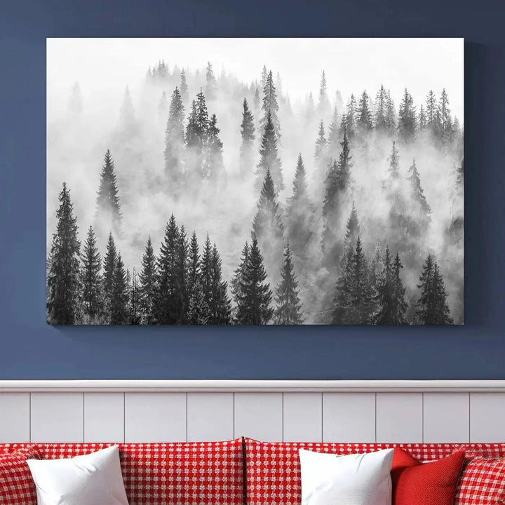 Breathtaking Winter Forest Wall Art Canvas Print Foggy Landscape Artwork