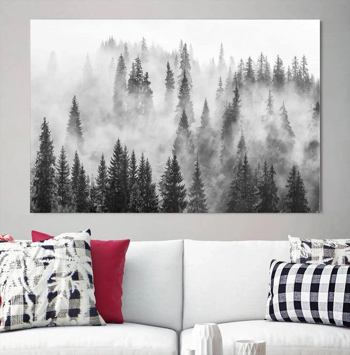 Breathtaking Winter Forest Wall Art Canvas Print Foggy Landscape Artwork