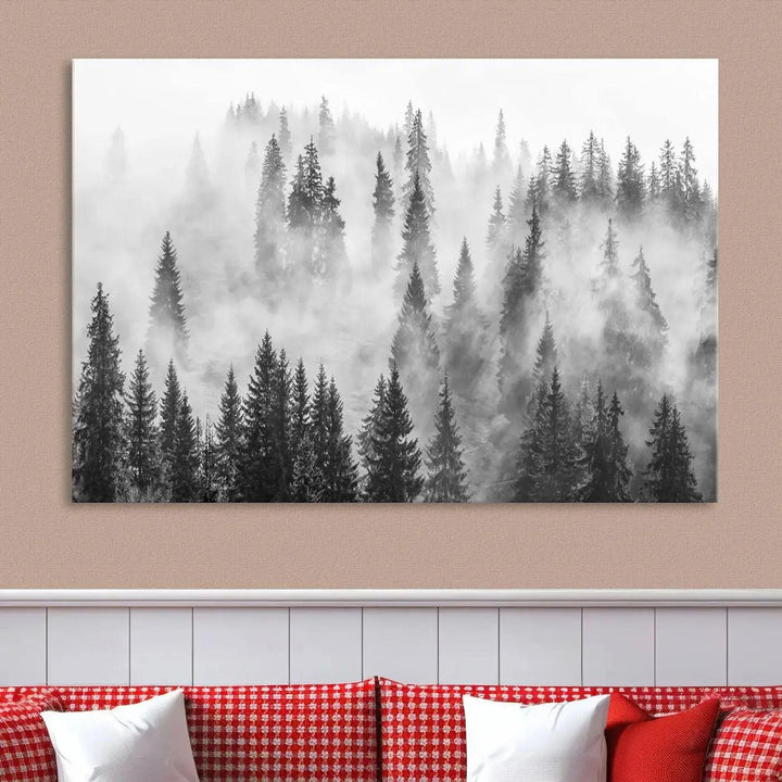 Breathtaking Winter Forest Wall Art Canvas Print Foggy Landscape Artwork