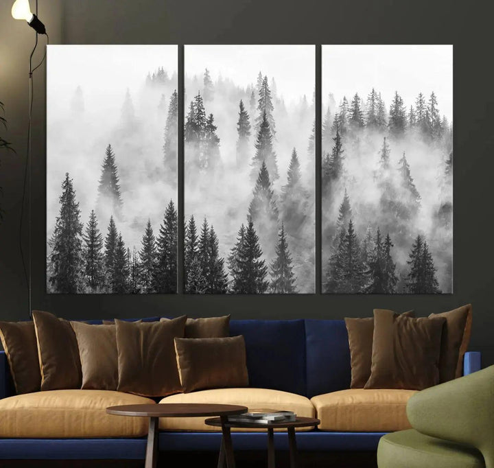 Breathtaking Winter Forest Wall Art Canvas Print Foggy Landscape Artwork