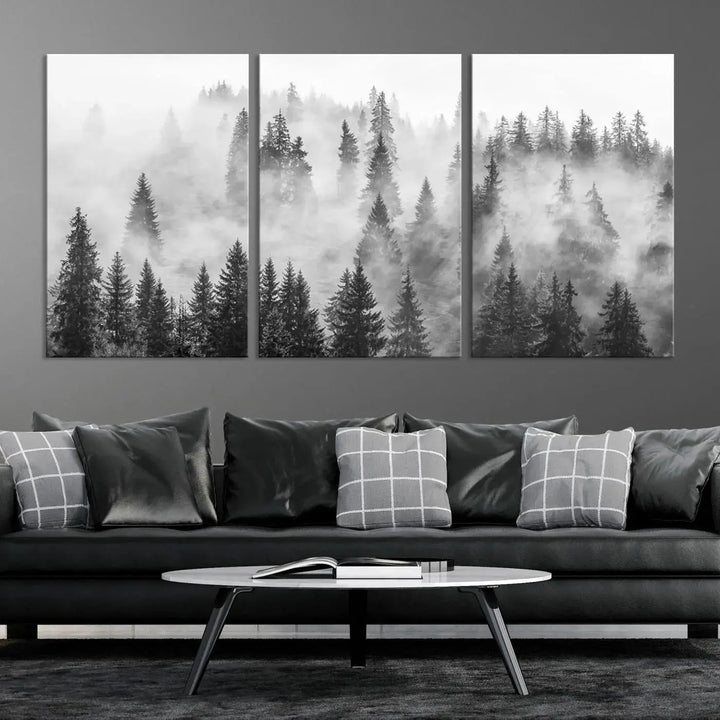 Breathtaking Winter Forest Wall Art Canvas Print Foggy Landscape Artwork