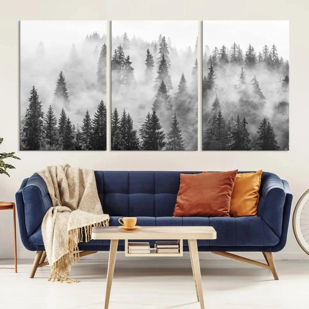 Breathtaking Winter Forest Wall Art Canvas Print Foggy Landscape Artwork