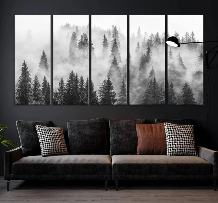 Breathtaking Winter Forest Wall Art Canvas Print Foggy Landscape Artwork