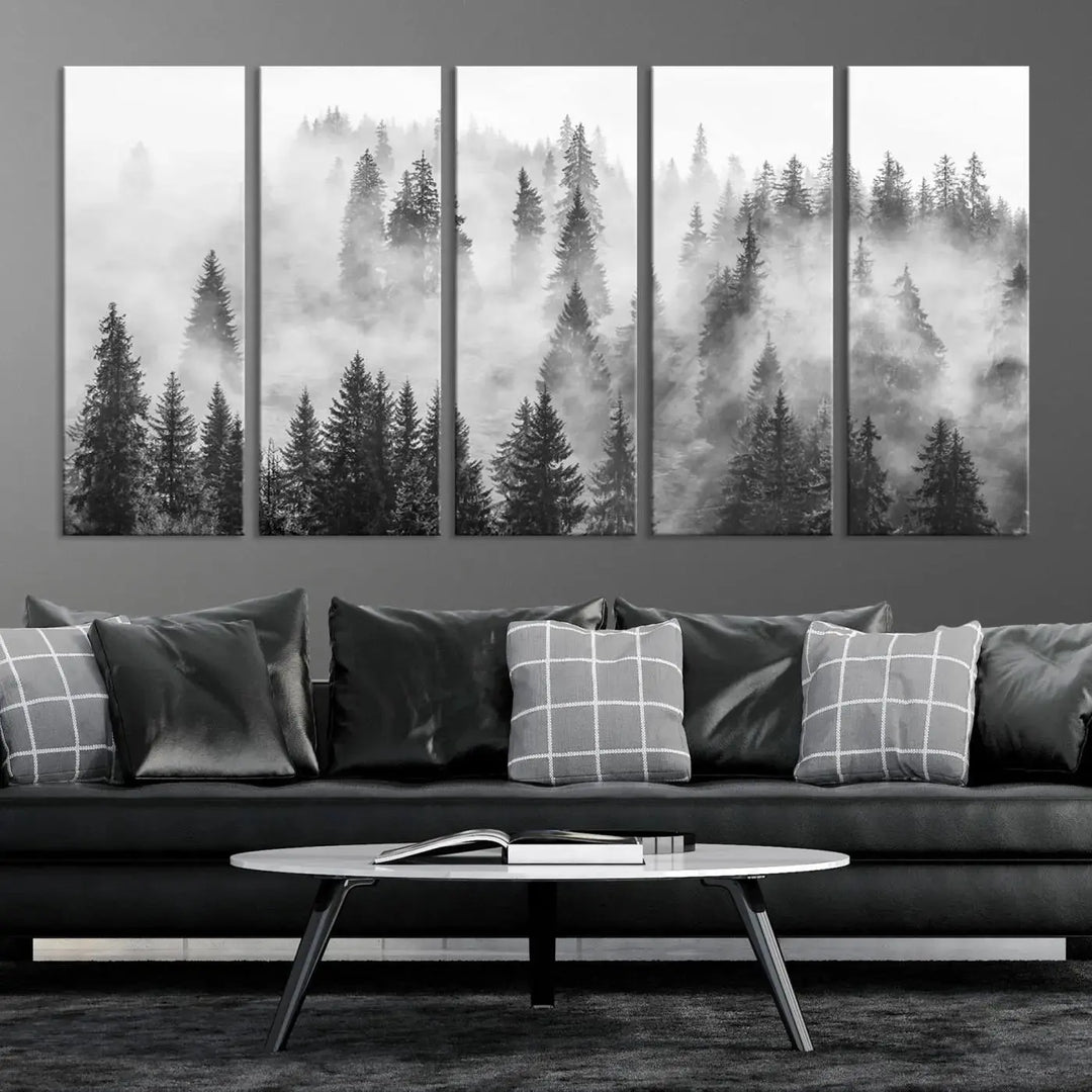 Breathtaking Winter Forest Wall Art Canvas Print Foggy Landscape Artwork