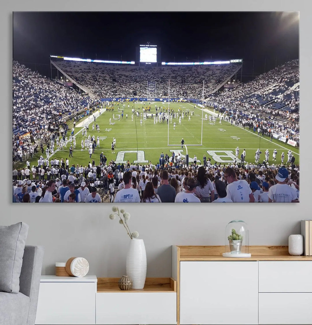 Brigham Young University Cougars Football Team Print - Provo LaVell Edwards Stadium Wall Art Canvas Print.