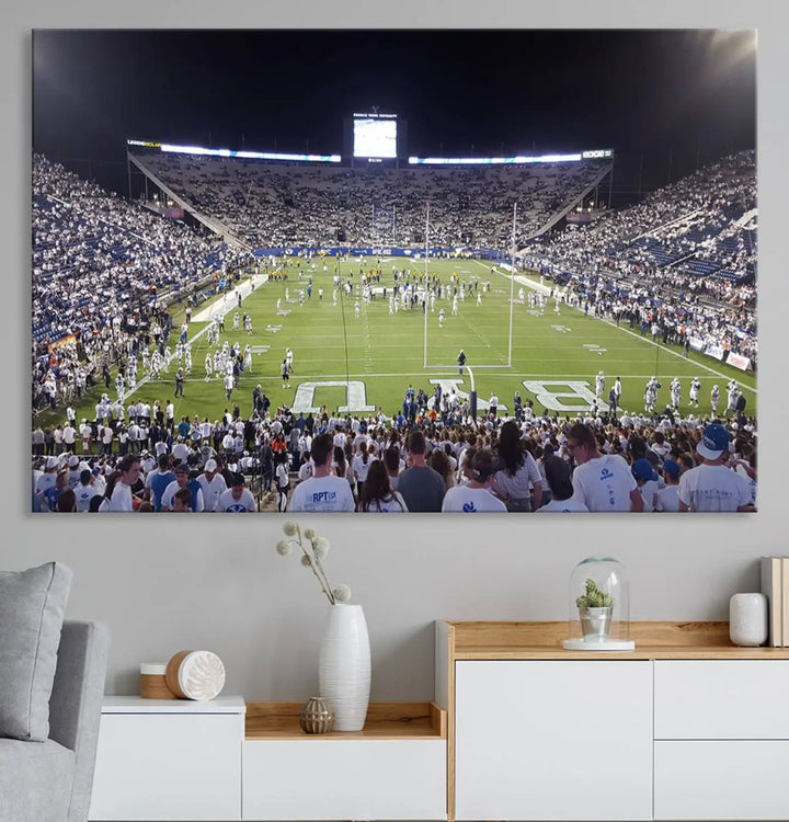 Brigham Young University Cougars Football Team Print - Provo LaVell Edwards Stadium Wall Art Canvas Print.