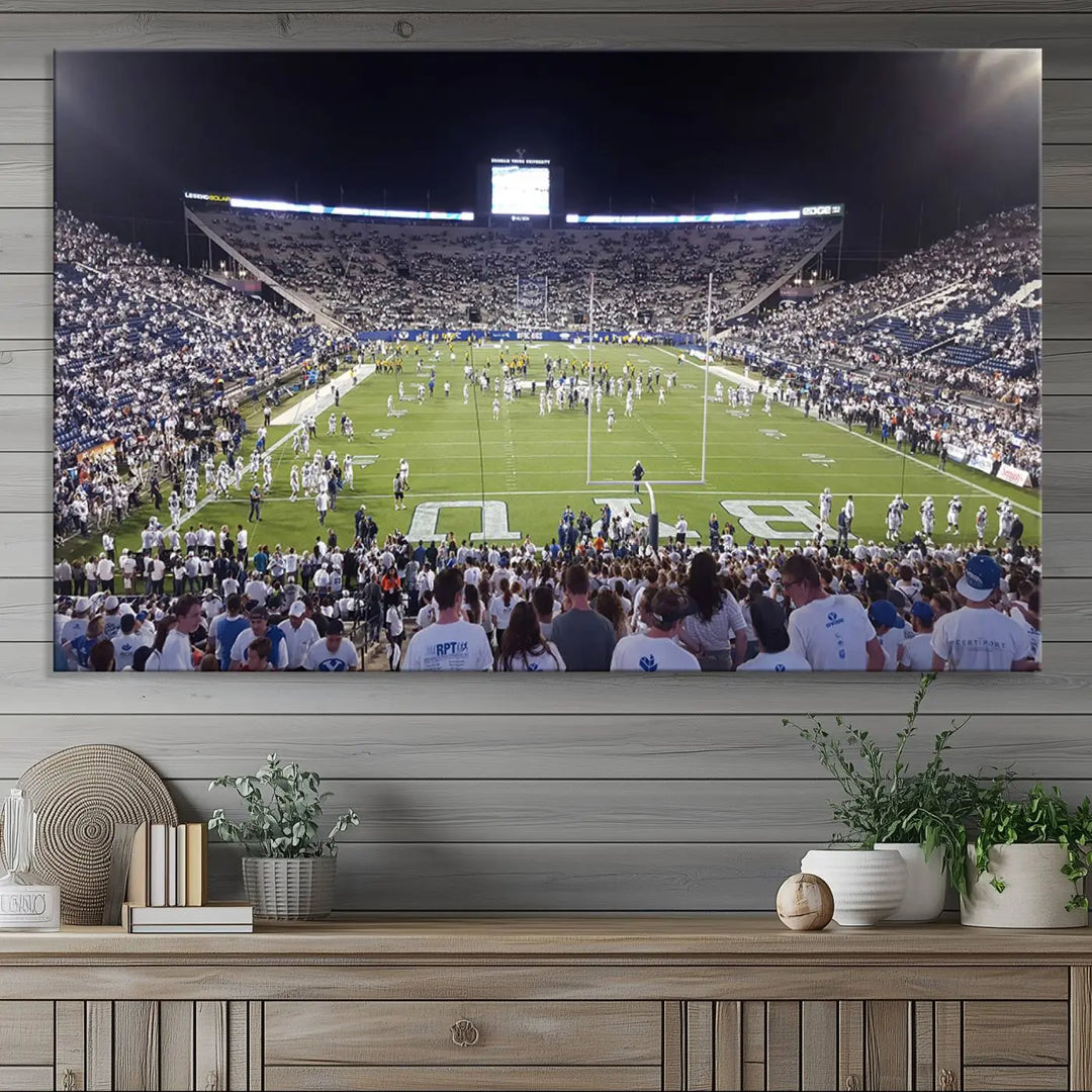 Brigham Young University Cougars Football Team Print - Provo LaVell Edwards Stadium Wall Art Canvas Print.