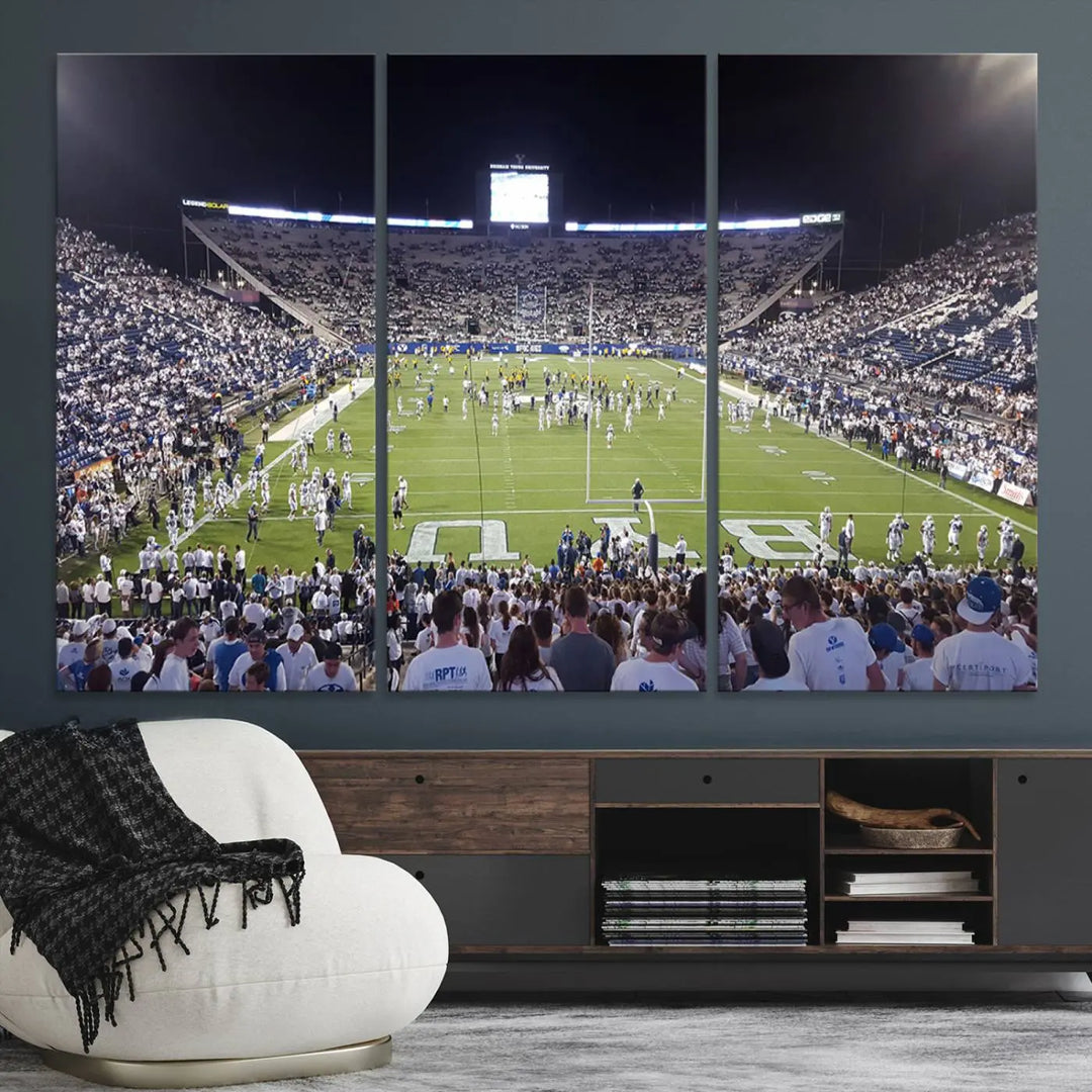 Brigham Young University Cougars Football Team Print - Provo LaVell Edwards Stadium Wall Art Canvas Print.