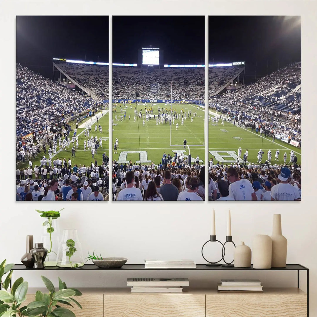 Brigham Young University Cougars Football Team Print - Provo LaVell Edwards Stadium Wall Art Canvas Print.