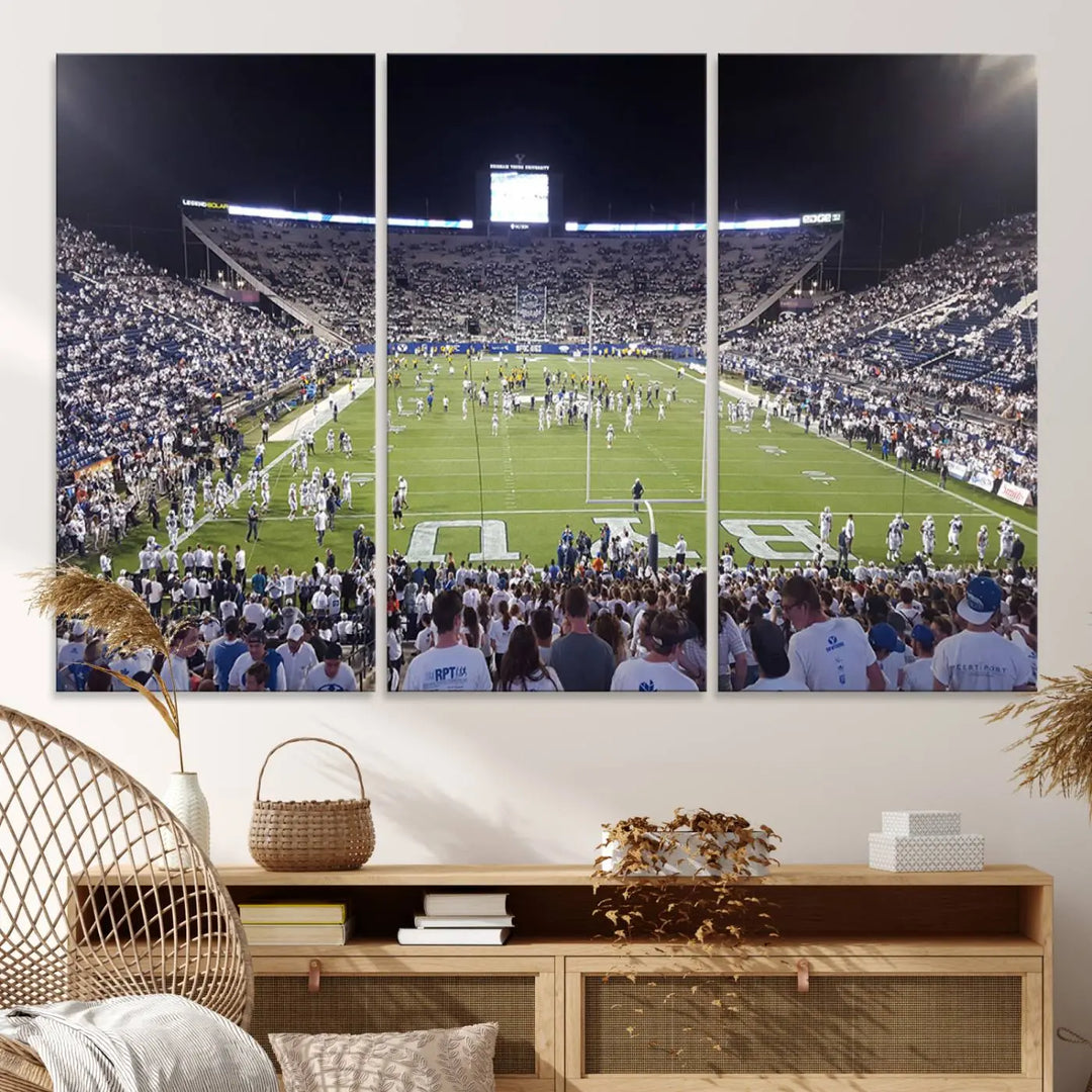 Brigham Young University Cougars Football Team Print - Provo LaVell Edwards Stadium Wall Art Canvas Print.