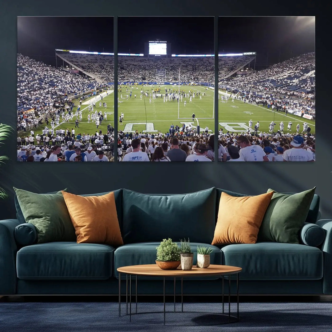 Brigham Young University Cougars Football Team Print - Provo LaVell Edwards Stadium Wall Art Canvas Print.