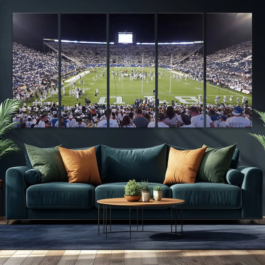 Brigham Young University Cougars Football Team Print - Provo LaVell Edwards Stadium Wall Art Canvas Print.