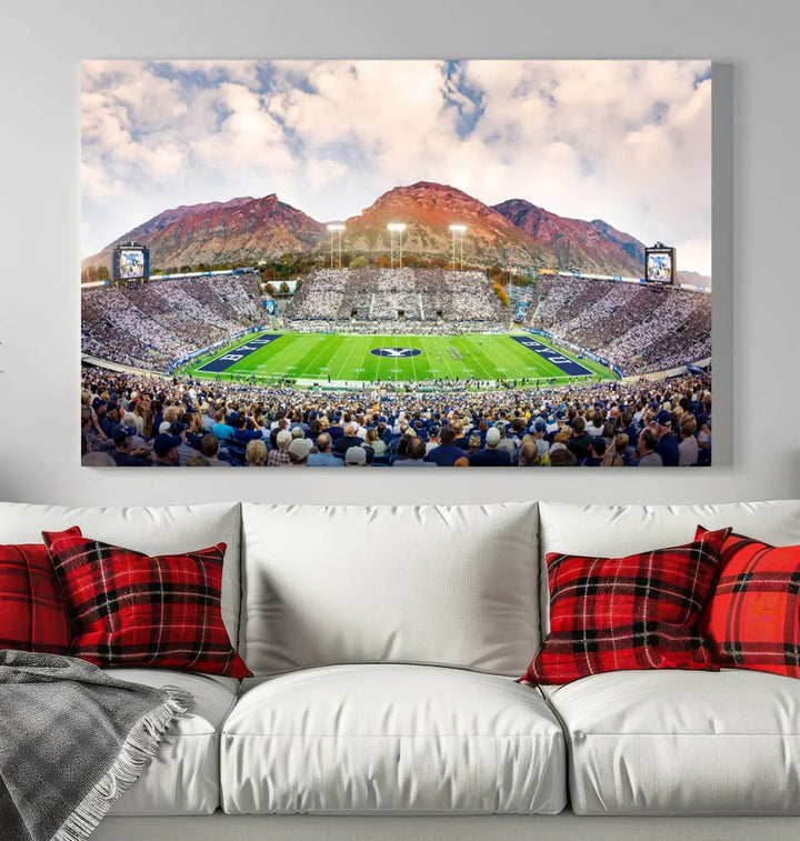 Brigham Young University Cougars Football Team Print - Provo LaVell Edwards Stadium Wall Art Canvas Print.