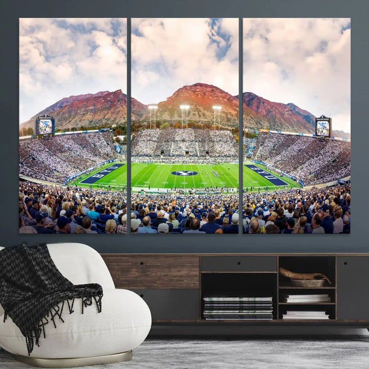 Brigham Young University Cougars Football Team Print - Provo LaVell Edwards Stadium Wall Art Canvas Print.