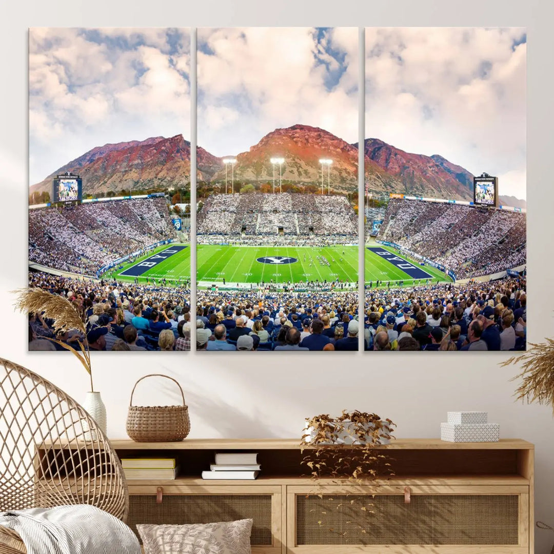 Brigham Young University Cougars Football Team Print - Provo LaVell Edwards Stadium Wall Art Canvas Print.