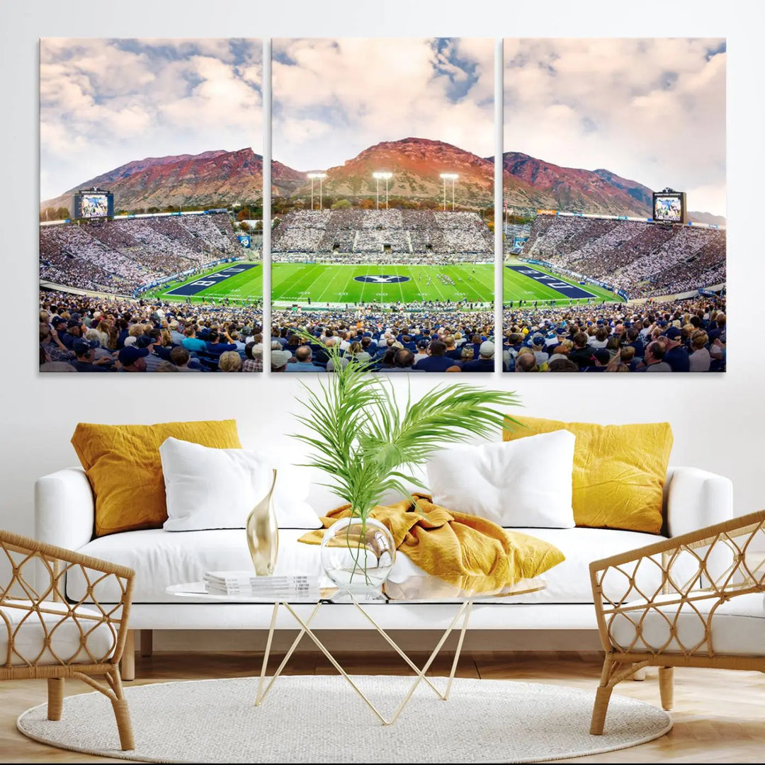 Brigham Young University Cougars Football Team Print - Provo LaVell Edwards Stadium Wall Art Canvas Print.