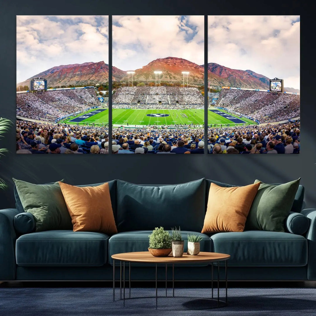 Brigham Young University Cougars Football Team Print - Provo LaVell Edwards Stadium Wall Art Canvas Print.