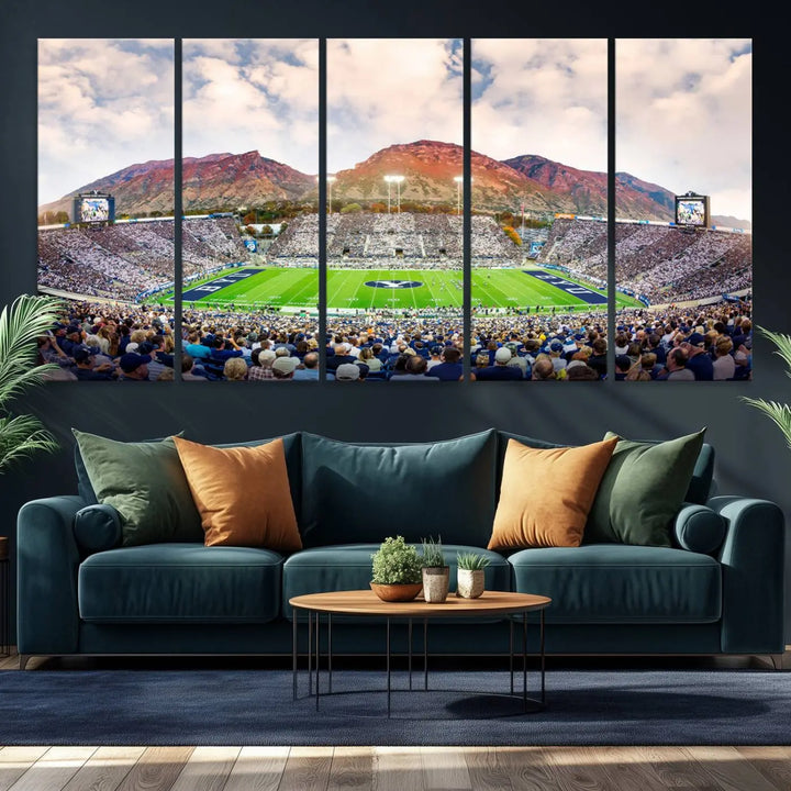 Brigham Young University Cougars Football Team Print - Provo LaVell Edwards Stadium Wall Art Canvas Print.