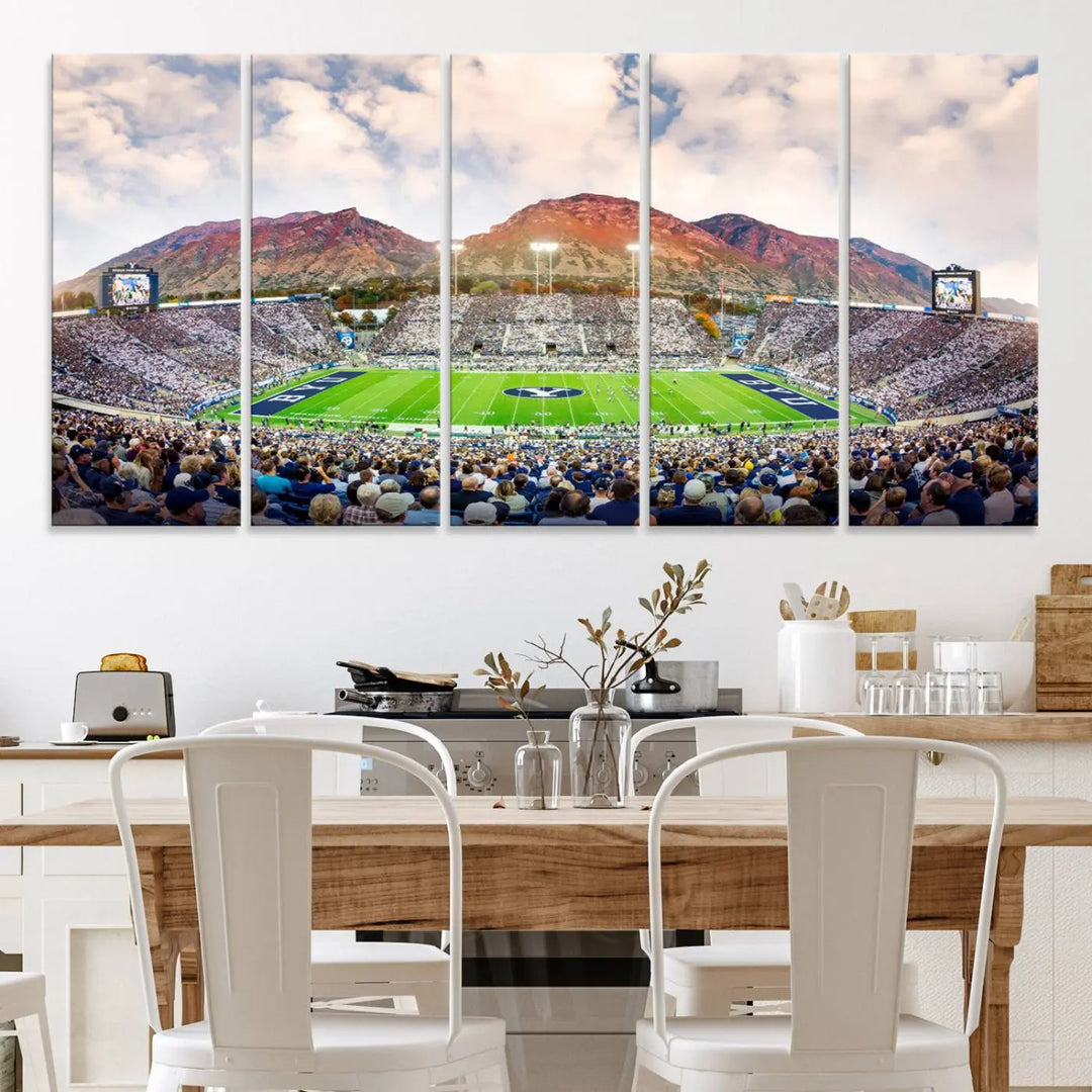 Brigham Young University Cougars Football Team Print - Provo LaVell Edwards Stadium Wall Art Canvas Print.