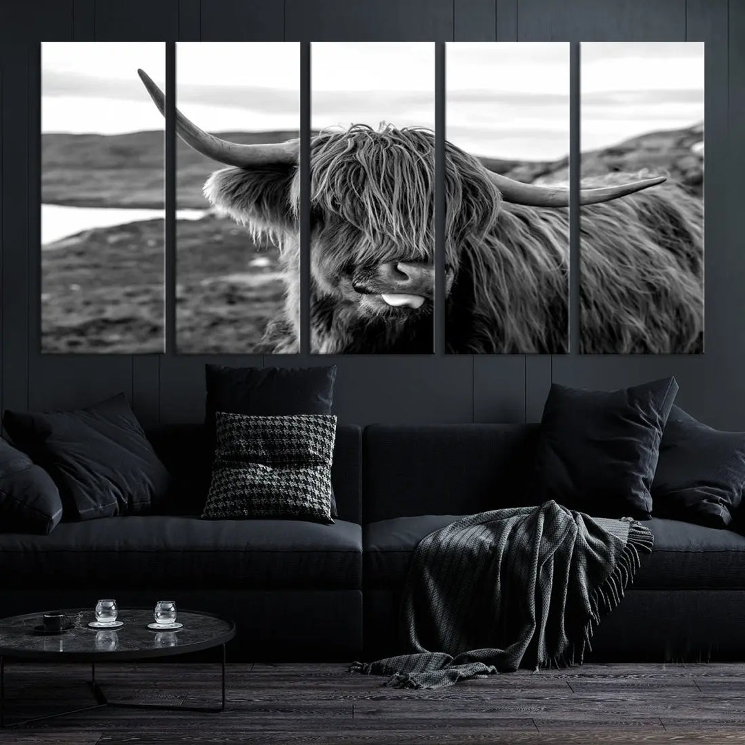 Bring the Charm of a Scottish Highland Cow to Your Farmhouse with Our Wall Art Canvas Print Rustic Cozy Decor