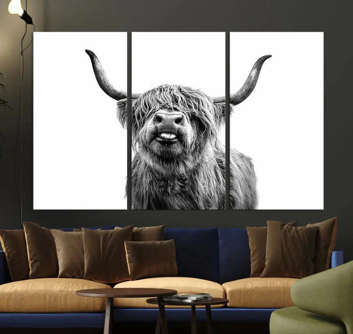 Bring the Charm of a Scottish Highland Cow to Your Farmhouse with Our Wall Art Canvas PrintA Rustic & Cozy Decor