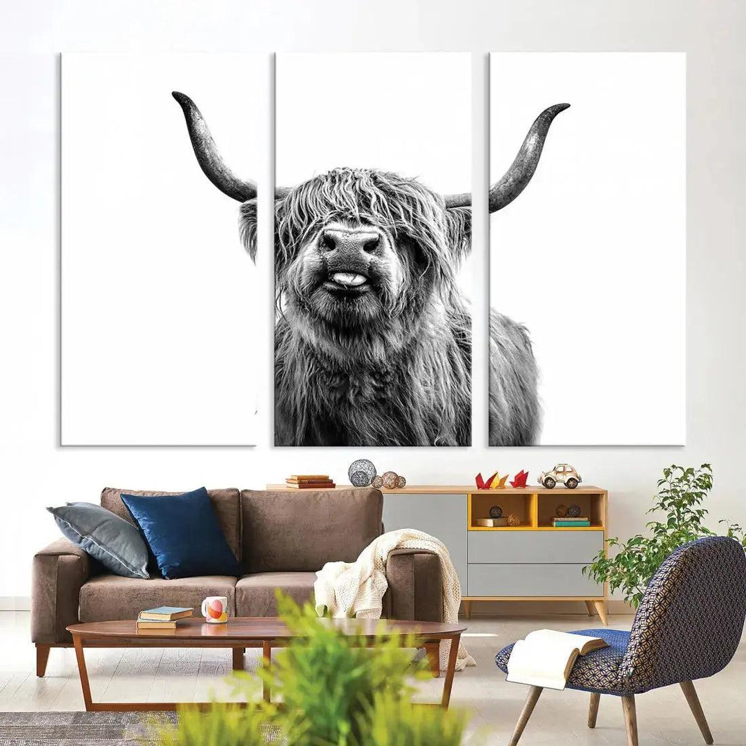 Bring the Charm of a Scottish Highland Cow to Your Farmhouse with Our Wall Art Canvas PrintA Rustic & Cozy Decor