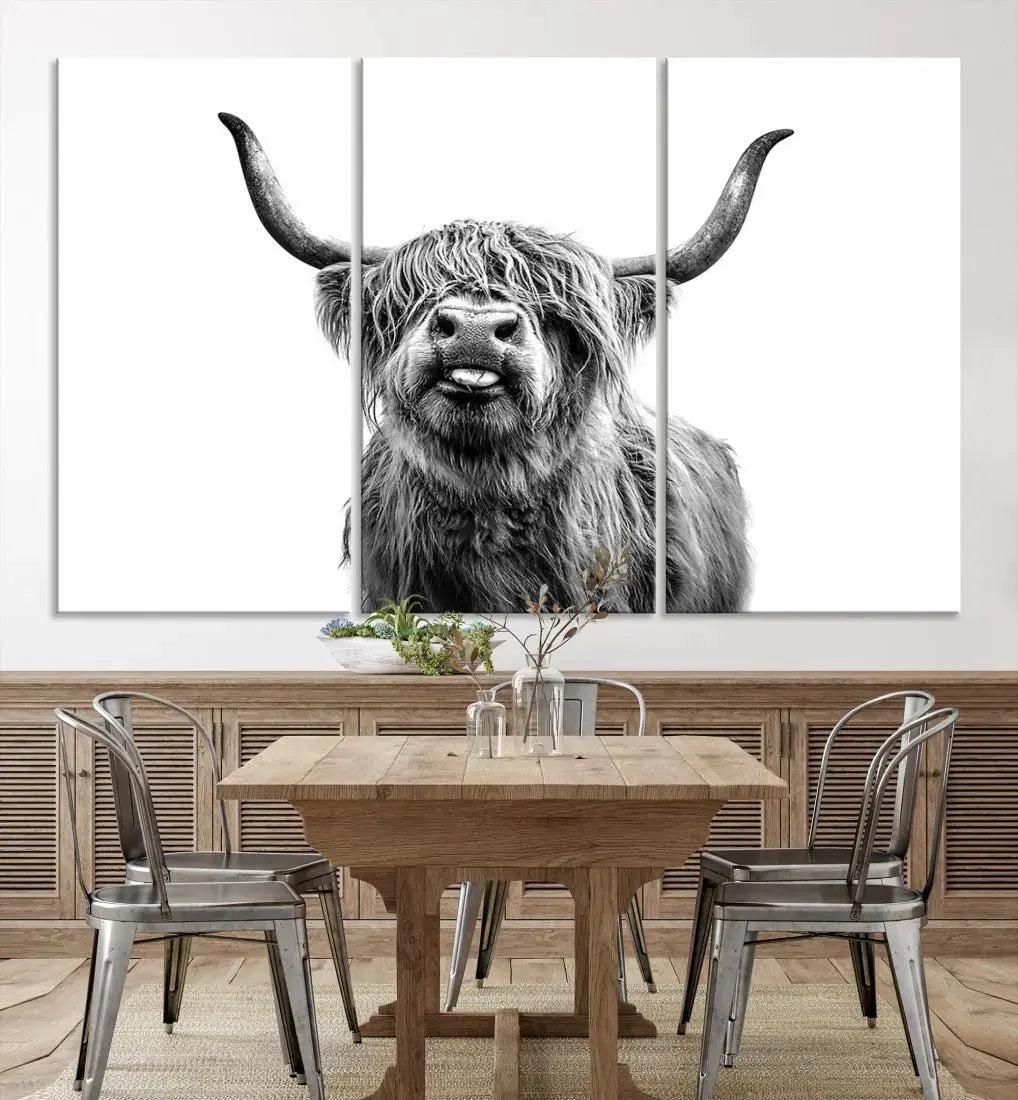 Bring the Charm of a Scottish Highland Cow to Your Farmhouse with Our Wall Art Canvas PrintA Rustic & Cozy Decor