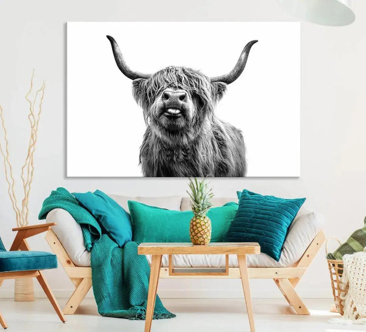 Bring the Charm of a Scottish Highland Cow to Your Farmhouse with Our Wall Art Canvas PrintA Rustic & Cozy Decor