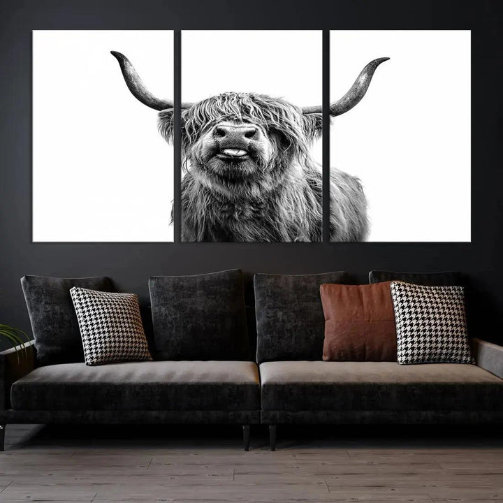 Bring the Charm of a Scottish Highland Cow to Your Farmhouse with Our Wall Art Canvas PrintA Rustic & Cozy Decor