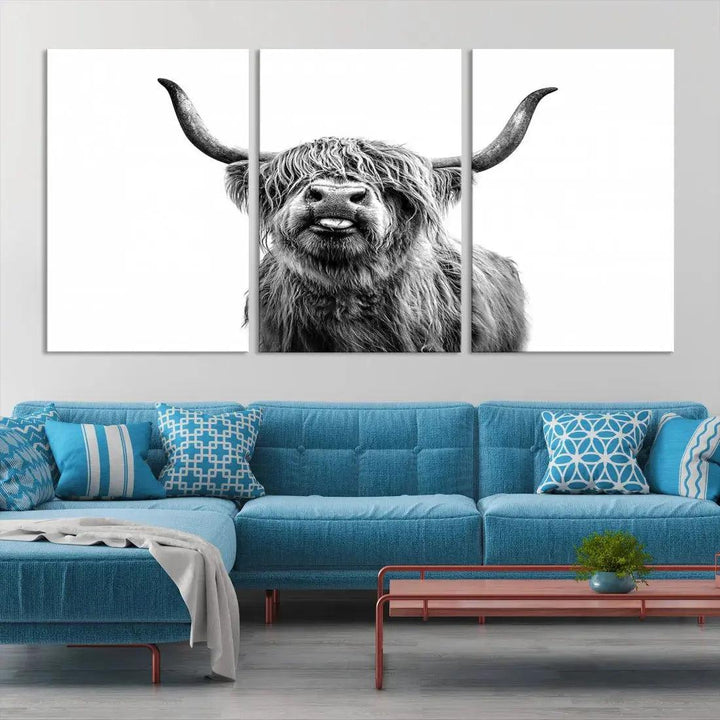 Bring the Charm of a Scottish Highland Cow to Your Farmhouse with Our Wall Art Canvas PrintA Rustic & Cozy Decor