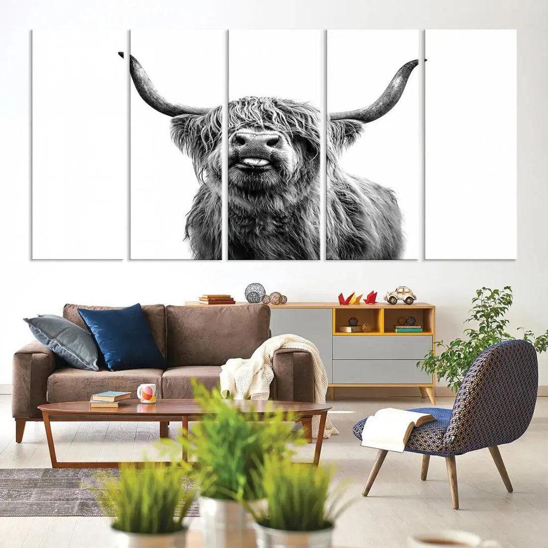 Bring the Charm of a Scottish Highland Cow to Your Farmhouse with Our Wall Art Canvas PrintA Rustic & Cozy Decor