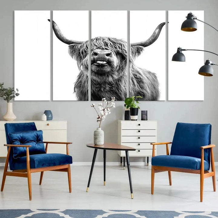 Bring the Charm of a Scottish Highland Cow to Your Farmhouse with Our Wall Art Canvas PrintA Rustic & Cozy Decor