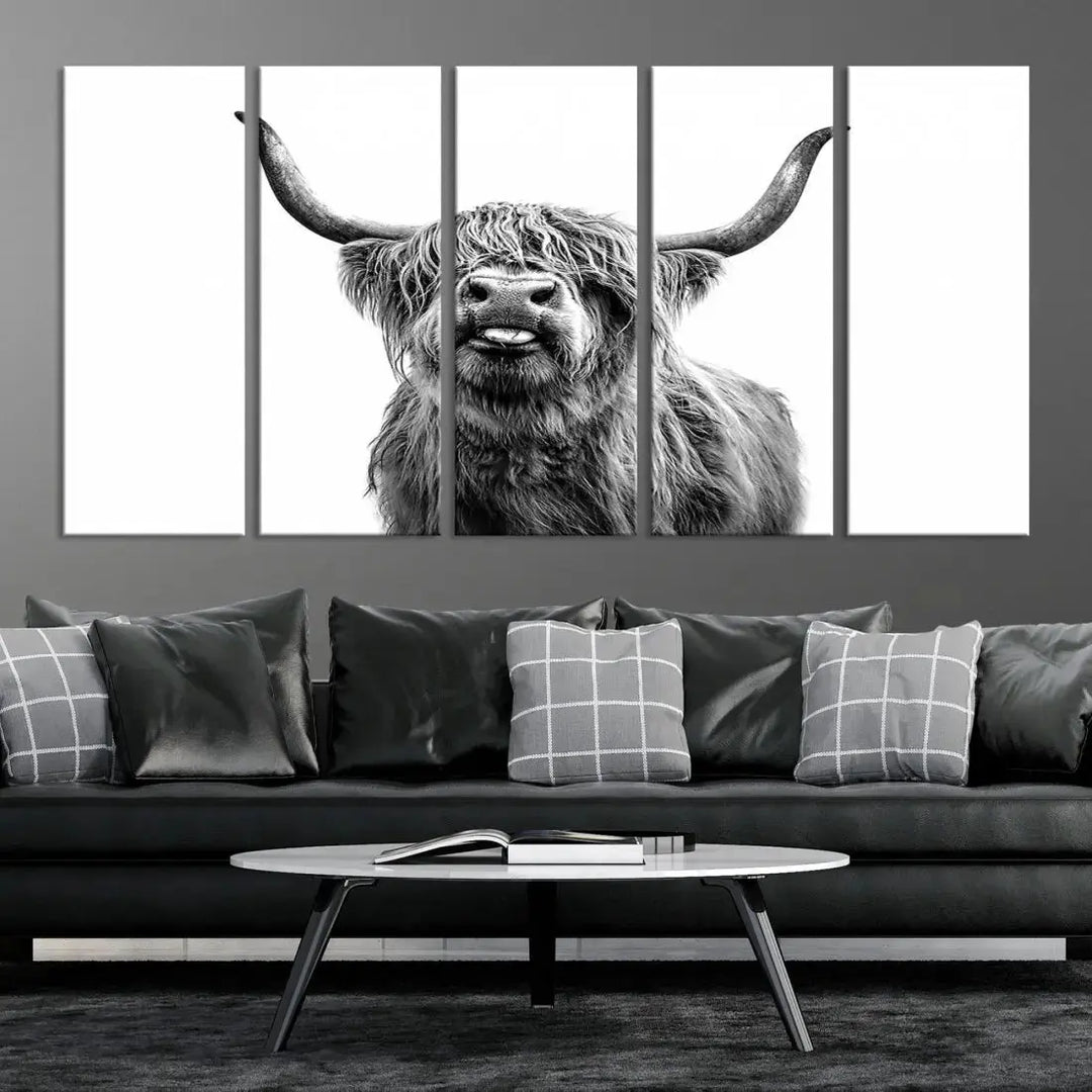 Bring the Charm of a Scottish Highland Cow to Your Farmhouse with Our Wall Art Canvas PrintA Rustic & Cozy Decor