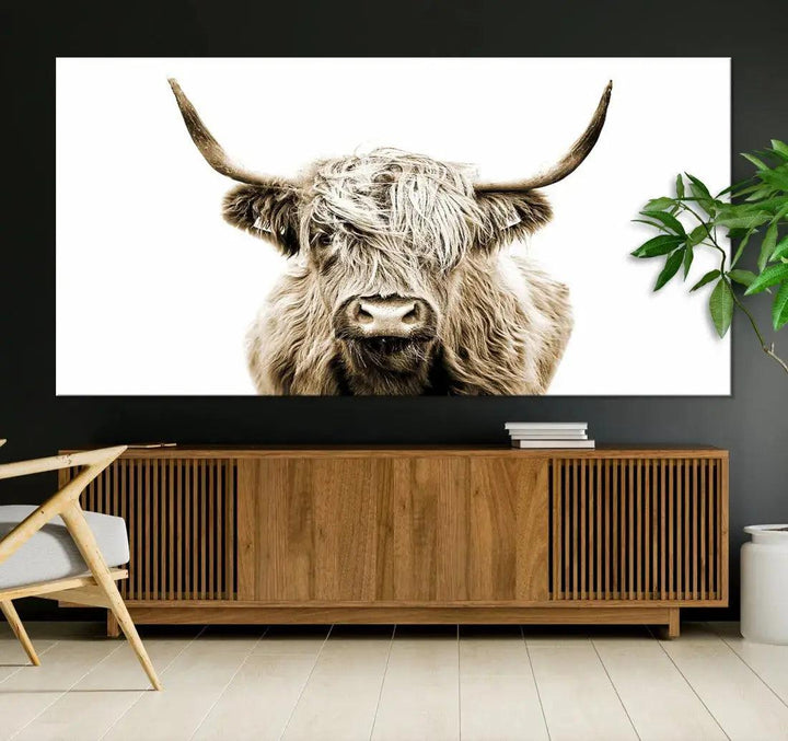 Bring the Charm of a Scottish Highland Cow to Your Farmhouse with Our Wall Art Canvas PrintA Rustic & Cozy Decor