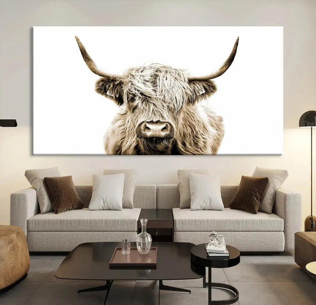 Bring the Charm of a Scottish Highland Cow to Your Farmhouse with Our Wall Art Canvas PrintA Rustic & Cozy Decor