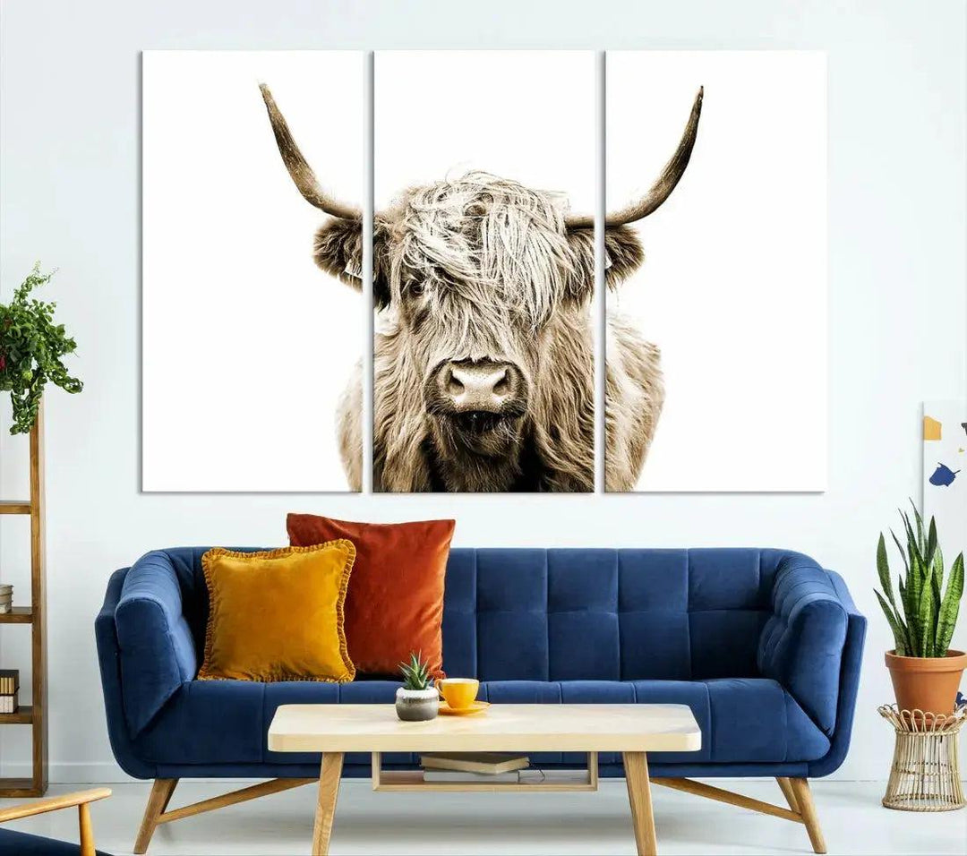 Bring the Charm of a Scottish Highland Cow to Your Farmhouse with Our Wall Art Canvas PrintA Rustic & Cozy Decor