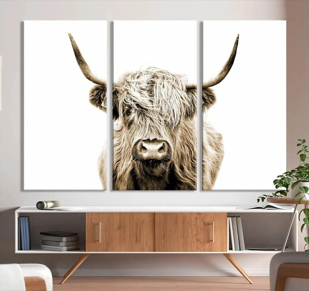 Bring the Charm of a Scottish Highland Cow to Your Farmhouse with Our Wall Art Canvas PrintA Rustic & Cozy Decor