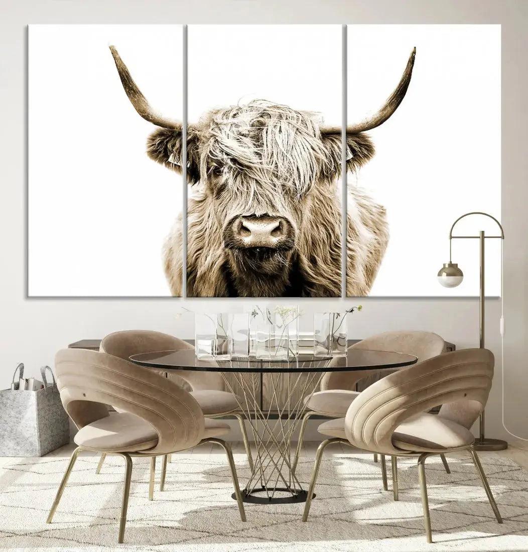 Bring the Charm of a Scottish Highland Cow to Your Farmhouse with Our Wall Art Canvas PrintA Rustic & Cozy Decor