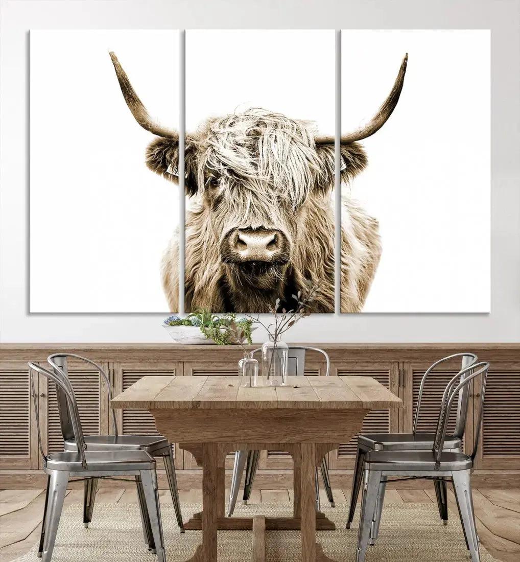 Bring the Charm of a Scottish Highland Cow to Your Farmhouse with Our Wall Art Canvas PrintA Rustic & Cozy Decor