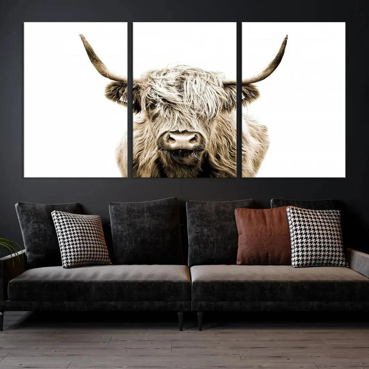 Bring the Charm of a Scottish Highland Cow to Your Farmhouse with Our Wall Art Canvas PrintA Rustic & Cozy Decor