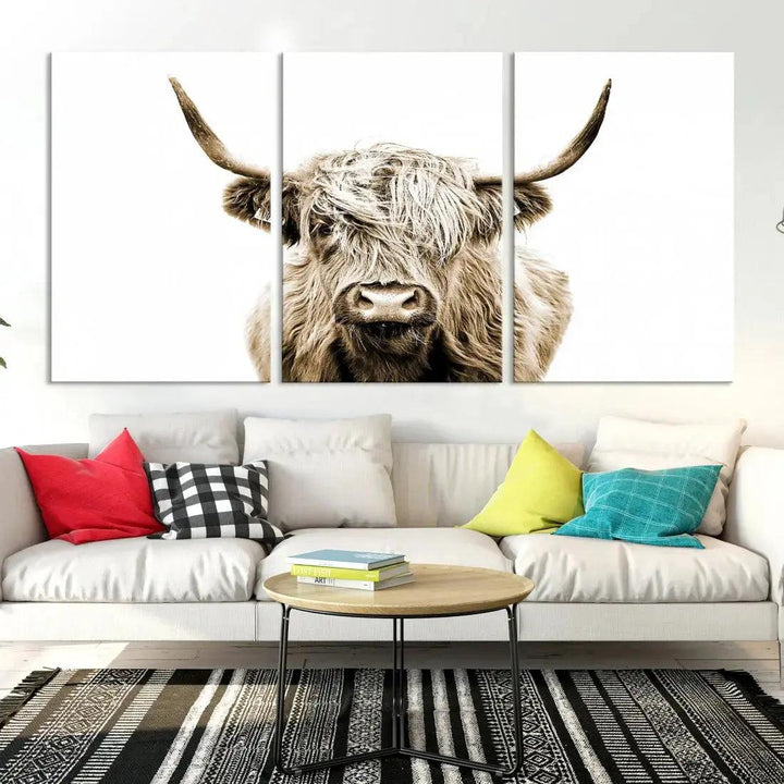 Bring the Charm of a Scottish Highland Cow to Your Farmhouse with Our Wall Art Canvas PrintA Rustic & Cozy Decor