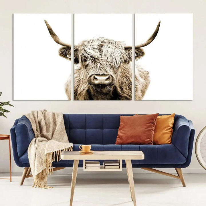 Bring the Charm of a Scottish Highland Cow to Your Farmhouse with Our Wall Art Canvas PrintA Rustic & Cozy Decor