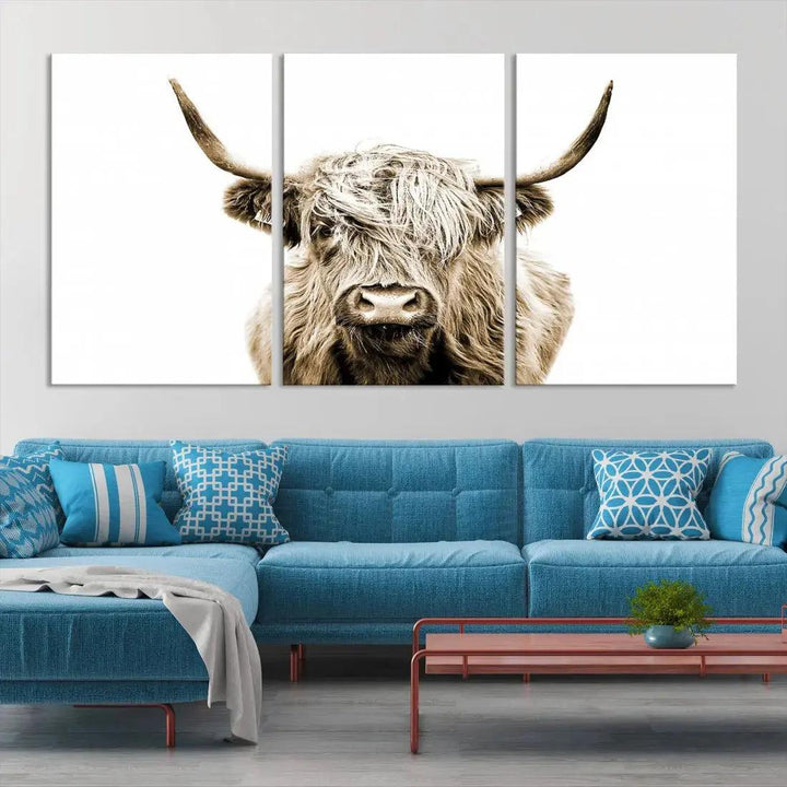 Bring the Charm of a Scottish Highland Cow to Your Farmhouse with Our Wall Art Canvas PrintA Rustic & Cozy Decor