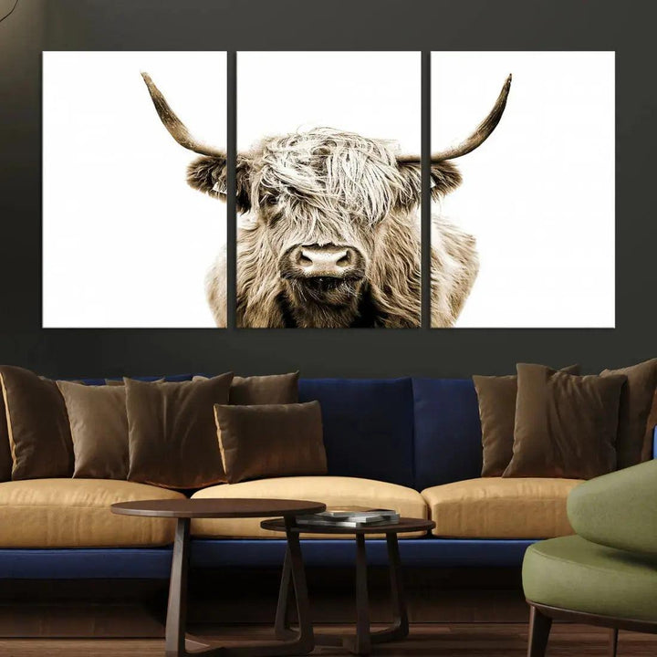 Bring the Charm of a Scottish Highland Cow to Your Farmhouse with Our Wall Art Canvas PrintA Rustic & Cozy Decor