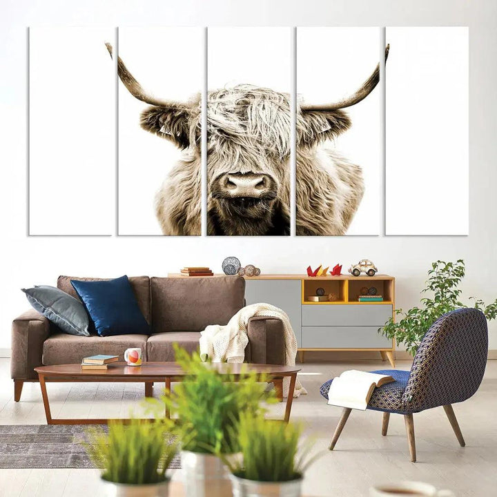 Bring the Charm of a Scottish Highland Cow to Your Farmhouse with Our Wall Art Canvas PrintA Rustic & Cozy Decor